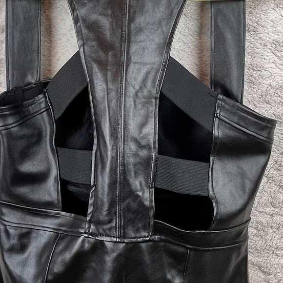 Black Faux Leather Bustier Large Coquette Goth Sexy - Picture 12 of 16